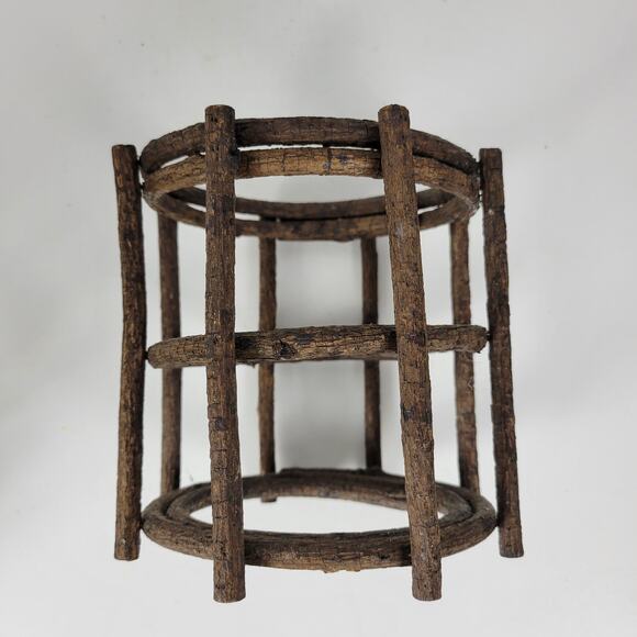 VINTAGE Handmade Candle Holders Brown Primitive Wooden Stick Home Decor Set of 3 - Picture 5 of 15